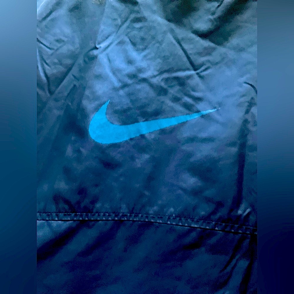 Nike Blue and Cream Windbreaker with Stand-Up Collar
